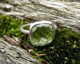 Green amethyst ring, 925 sterling silver ring, gemstone rings for women, green stone ring, green amethyst jewellery, Australian seller shop