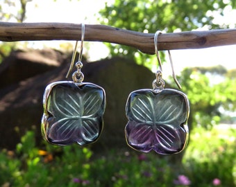 Rainbow fluorite earrings, gemstone earrings, fluorite gemstone, crystal earrings, fluorite jewelry, silver earrings, gemstone jewellery