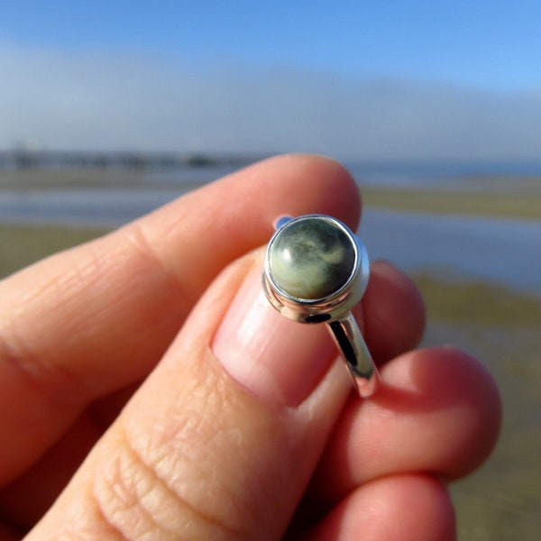 Ocean jasper ring size 7, green stone ring, ocean sea jasper, 925 sterling silver, gift ideas for women, gem stone ring, gemstone jewellery