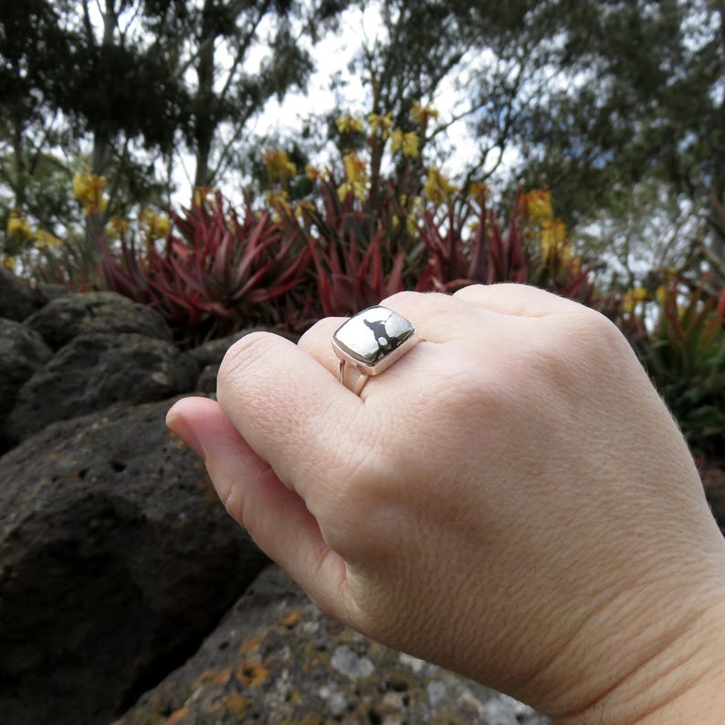 Healers gold ring size 9 mens Wiccan apache gold 925 sterling silver iron pyrite jewellery witch magnetite gemstone womens metaphysical