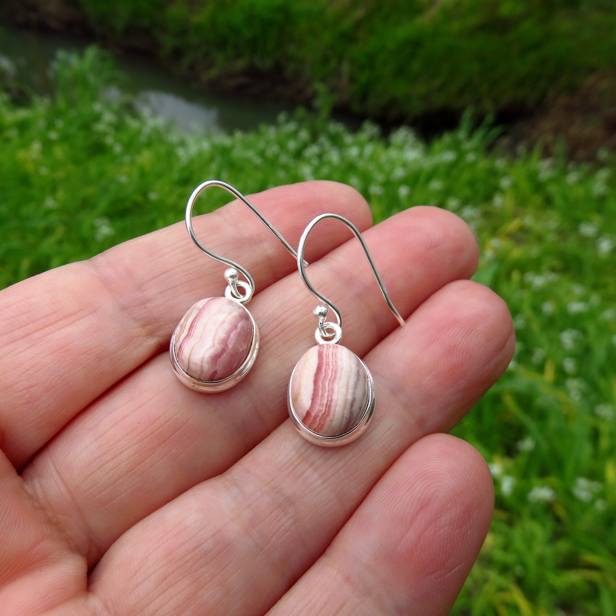 Inca Rose!! Rhodochrosite Tumbled Silver Pendant From