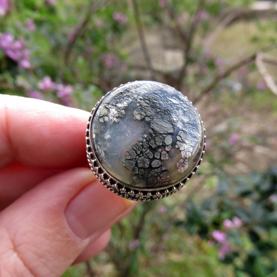 Iron Pyrite Ring Size 8.5 Ring Gemstone Ring Unique Gifts Men