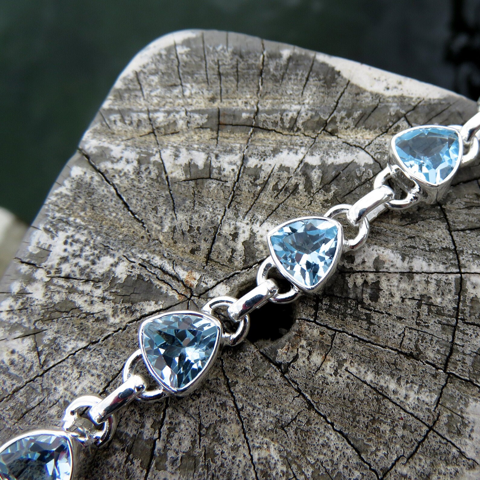 Blue Topaz Bracelet Sterling Silver Bracelet Blue Gemstone - Etsy Australia