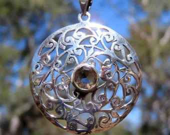 LARGE smoky quartz pendant with faceted gemstone, autumn brown sterling silver jewellery