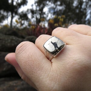 Healers gold ring size 9 mens Wiccan apache gold 925 sterling silver iron pyrite jewellery witch magnetite gemstone womens metaphysical