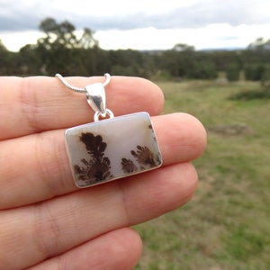 Scenic agate gemstone pendant, scenic dendritic agate necklace, picture agate pendant, gemstone jewellery scenic dendrite moss agate jewelry