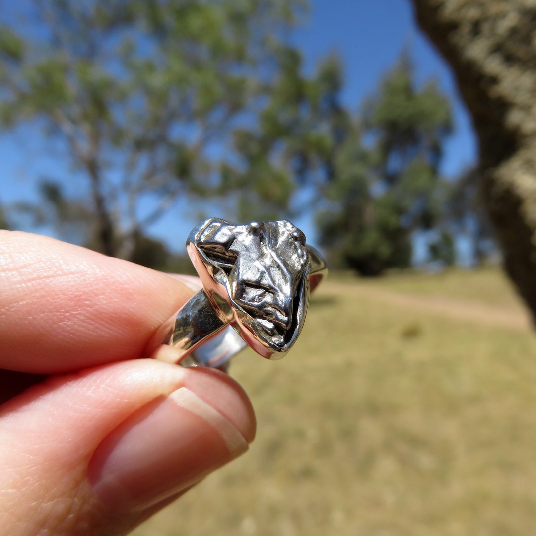 Meteorite Ring Size 9.5, Campo Del Cielo, Gemstone Ring, Handmade Ring