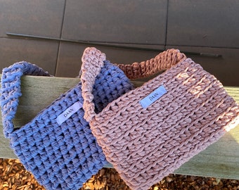 Gehaakte handtas en schoudertas met tshirt garen en katoengaren