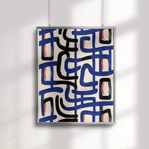 Tala. Abstract Black Blue and Orange Contemporary Art | Abstract Strokes Art | Line Art Poster | Hahnemühle German Etching Paper Art Print