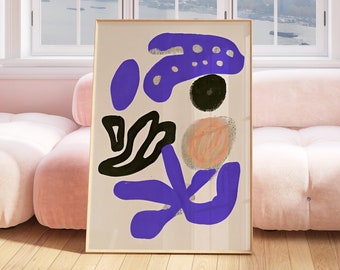 Taarradhin II. Purple Organic Shape Wabi Sabi Wall Art | Purple and Black Abstract Painting | Modern Bold Japandi Art | Ethnic Wall Art
