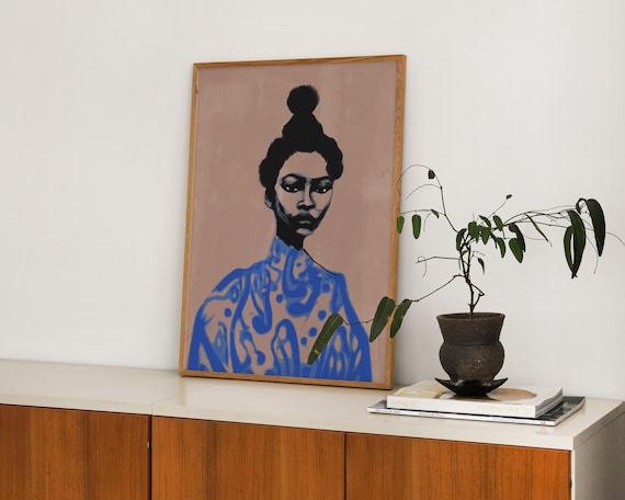 Jenee | Black Woman Portrait Art Print | Modern Afrocentric Decor, Hahnemühle Paper