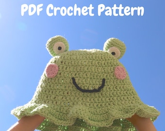 Frog Bucket Hat Crochet Pattern PDF