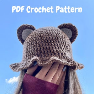 Patrón de crochet para gorro de pescador con forma de oso