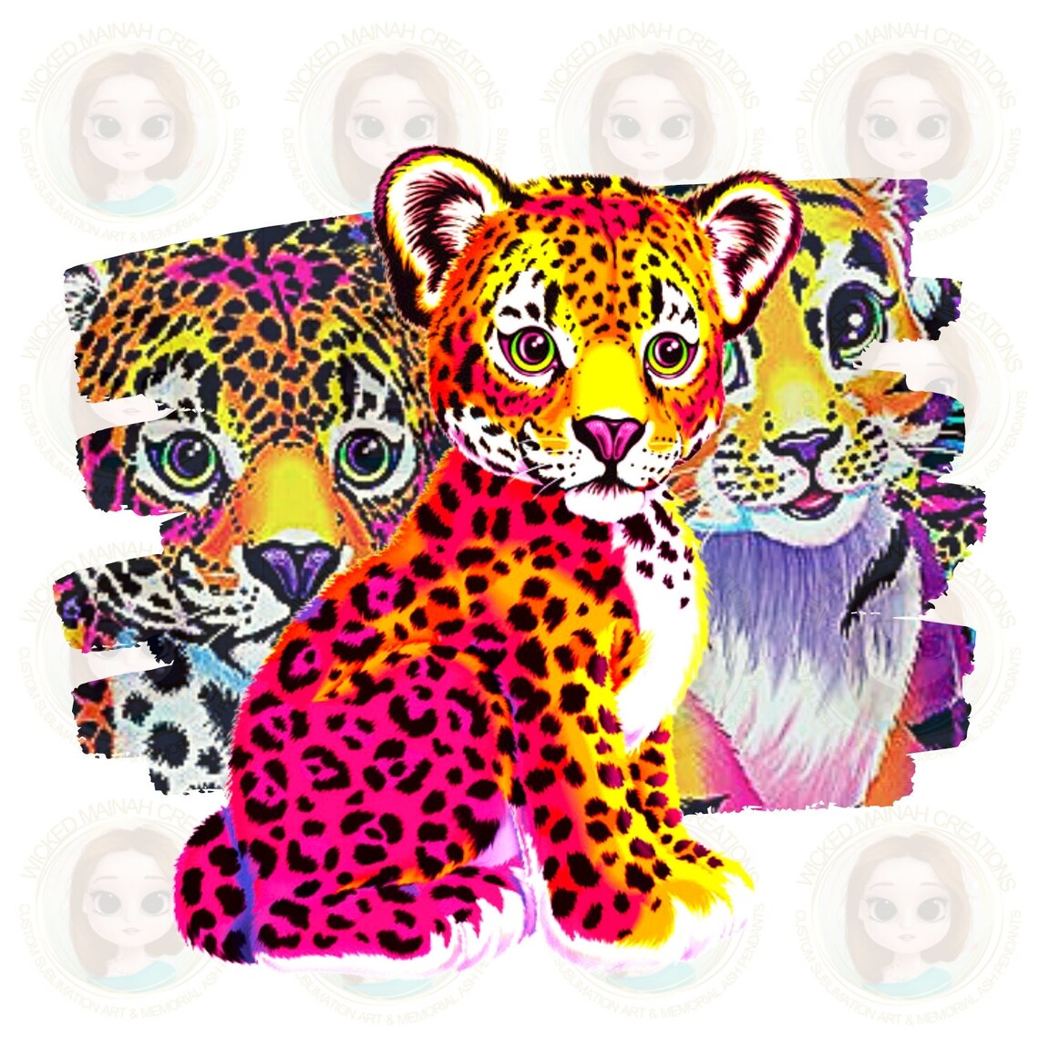 Lisa Frank inspired Cheetah love png no physical file digital | Etsy