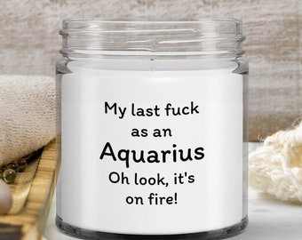 Aquarius gift funny zodiac candle for women men birthday idea star sign