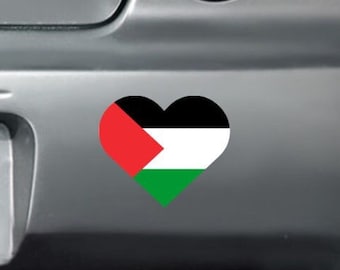 Calcomanía del corazón de la bandera de Palestina -[BENEFICIOS DONADOS]- Etiqueta engomada de la bandera de Palestina / Orar por Palestina / Pegatina para el parachoques / Calcomanía de la ventana / Etiqueta engomada del coche /
