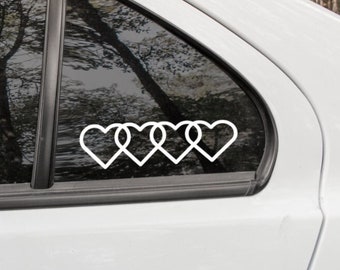 Audi Heart Rings Decal | Audi Hearts Sticker | Audi Emblem Logo | Bumper Sticker | Window Decal |