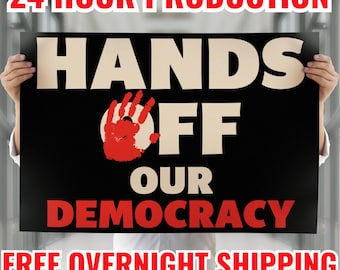 Double-Sided Hands Off Our Democracy Cardstock Poster, Outdoor Protest Rally Anti Trump Sign, Women&#39;s Rights, Equality, Feminst, Hands Off