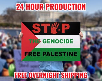 Free Palestine Printed (Double-Sided) Poster -[PROFITS DONATED]- Printed Palestine Flag Sign | Stop The Genocide Free Palestine Decor
