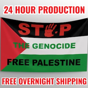 Palestine Banner -[PROFITS DONATED]- Printed Palestine Flag Banner | Stop The Genocide Free Palestine Banner | Premium Scrim Vinyl Banner |