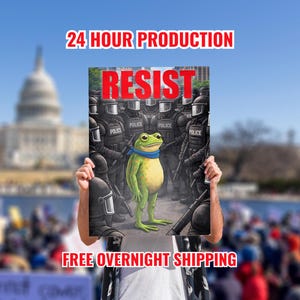 Portland Frog Brigade Resist Sign (Double-Sided) No Kings In America Rally, Anti Trump, Political Activist, Epstein Files, Anti Trump