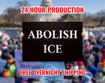 Abolish Ice Poster (Double-Sided) Printed Cardstock Poster, Abolish ICE Sign, Protest Rally Anti Trump Protest Sign, Hands Off, No Kings