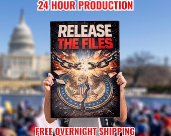 Cartel "Liberen los Archivos de Epstein" (doble cara), manifestación "No Kings", anti-Trump, resistencia, cartel de activista político, cartel anti-ICE, Jeffrey Epstein