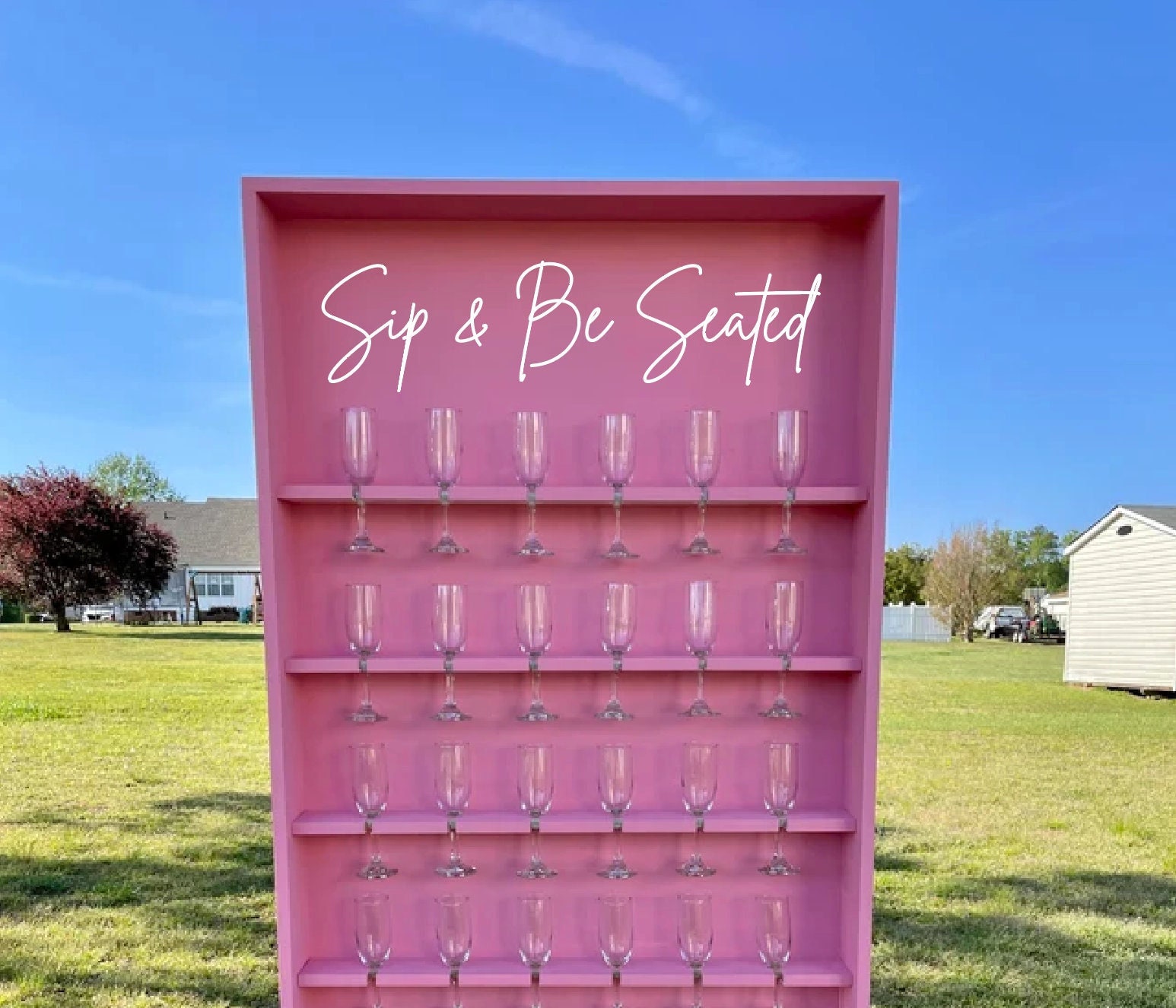 Sip & Be Seated Decal | Champagne Wall Sticker | Sip And Be Seated Celebration Sign | Event | Bubbly Drinks | Cheers | Party Display |