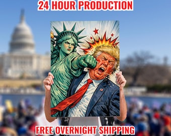 Cartel de protesta "No a los reyes", Salvemos la democracia, Abolir ICE, Cartel anti-Trump, Activista político, Golpea a Trump, Ice fuera, Manos fuera, Estatua de la Libertad
