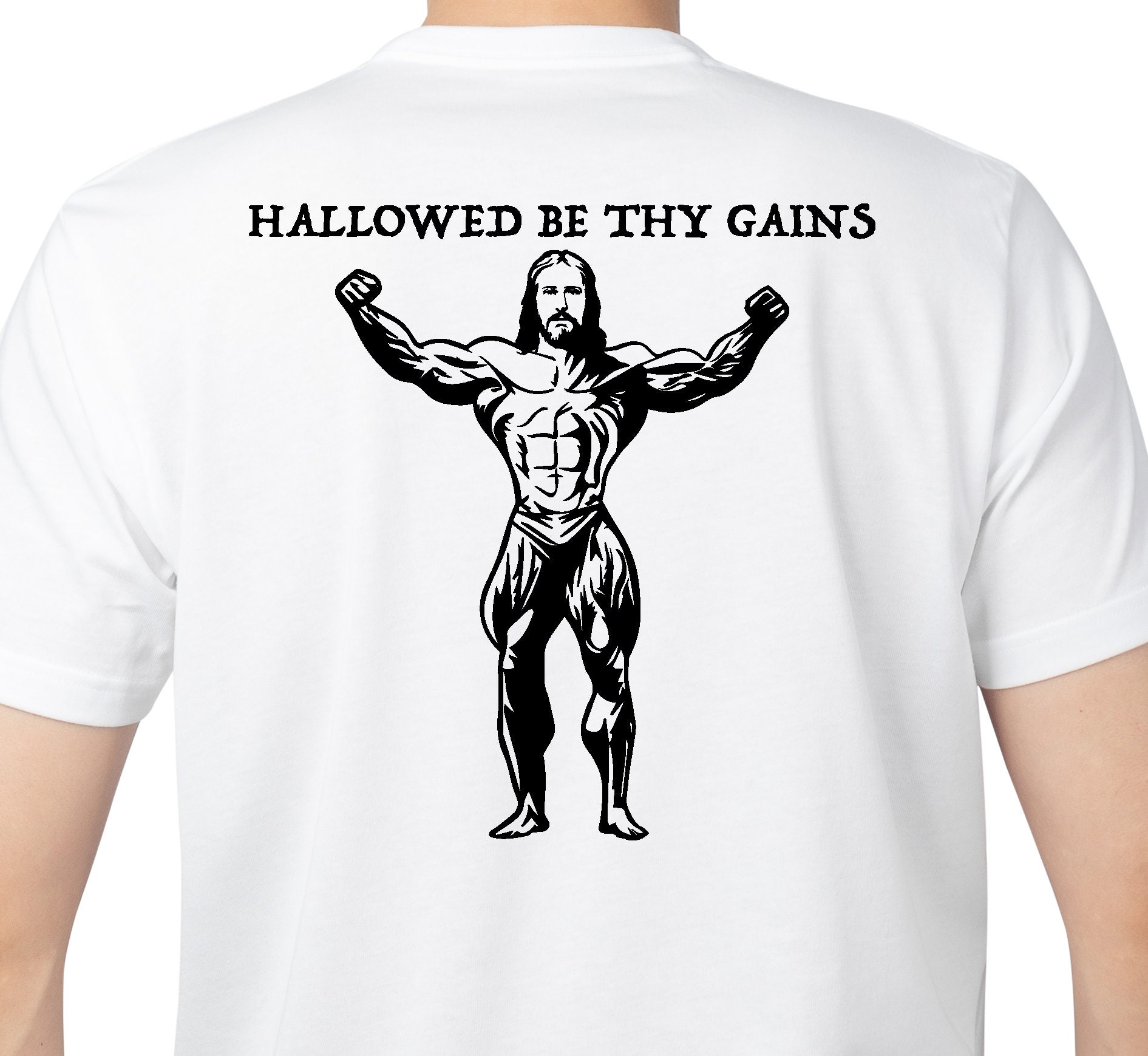 Hallowed Be Thy Gains Jesus Weight Lifting Workout' Water Bottle