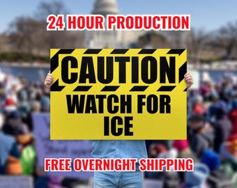 Caution Watch For Ice Protest,No Kings Protest Poster, Abolish ICE Sign, Protest Rally Anti Trump Sign, Hands Off, Save Democracy