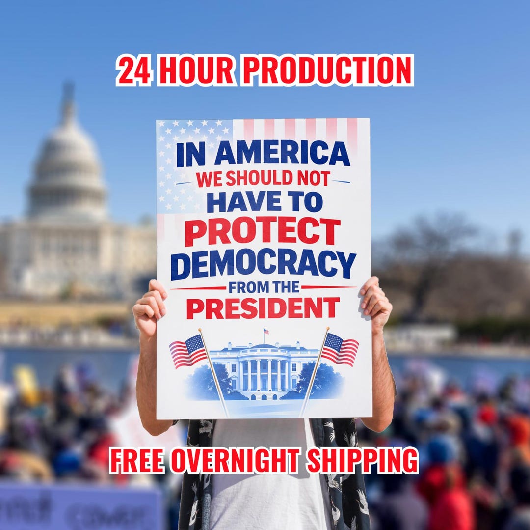 Protect Democracy Protest Poster, No Kings Protest Sign, Anti Trump ...