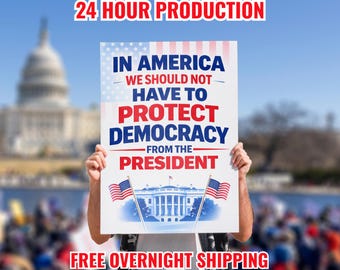 Protect Democracy Protest Poster, No Kings Protest Sign, Anti Trump Rally, Political Activist Poster, Abolish ICE