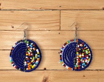 Blue Circular Earrings