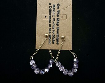 Lavender Beaded Drop Earrings