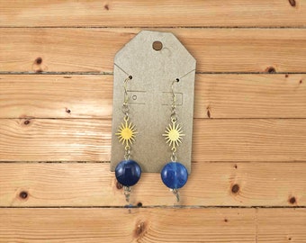 Blue Agate Sunburst Earrings