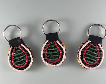 Kenyan Colored Keychains with a Multi-Colored Border