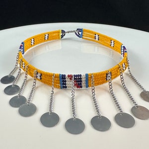 Maasai Tribe Beaded Choker Necklace Yellow