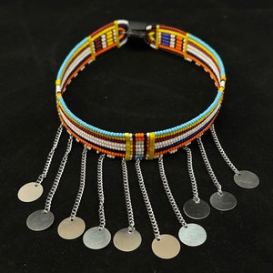 Maasai Tribe Beaded Choker Necklace Blue