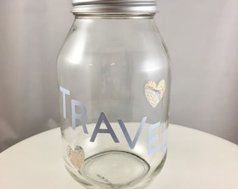 Travel Fund Jar with World Hearts