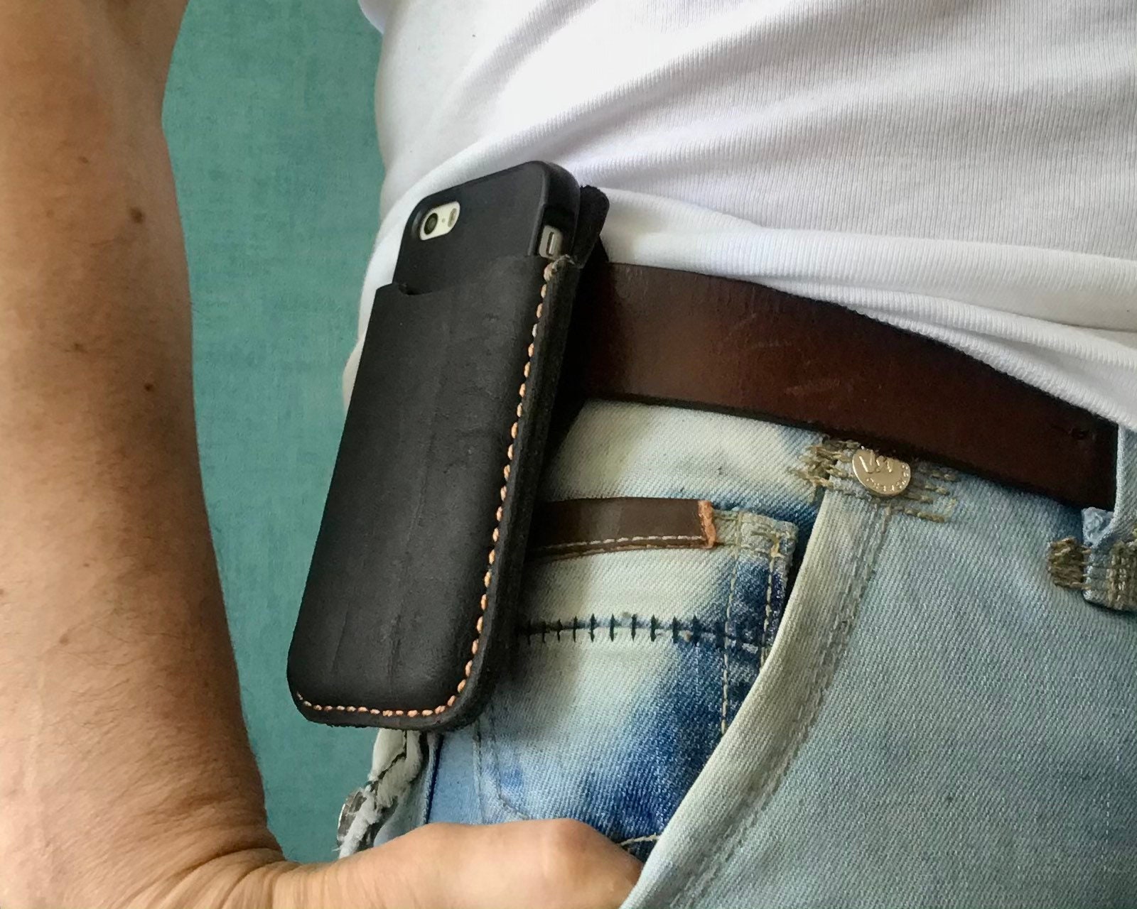 Leather iphone cheap belt case