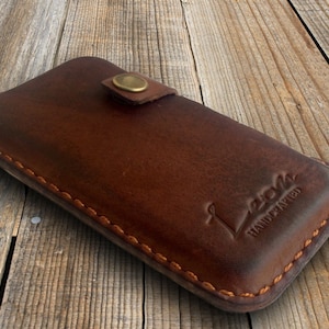 Heavy duty leather Smartphone case, made of genuine leather with a belt clip. Personalization & Lifetime Warranty image 1