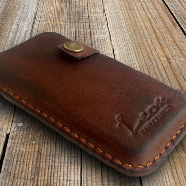 Heavy duty leather Smartphone case, made of genuine leather with a belt clip. + Personalization & Lifetime Warranty