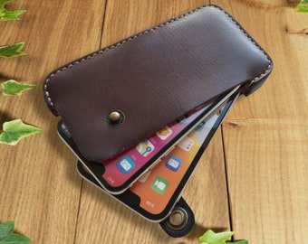 Case for 2 phones Heavy Duty Genuine Leather for iPhone, Samsung, Motorola, Xiaomi, + Personalization & Lifetime Warranty