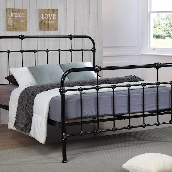 Berlin Metal Bed Frame Black Hospital Style