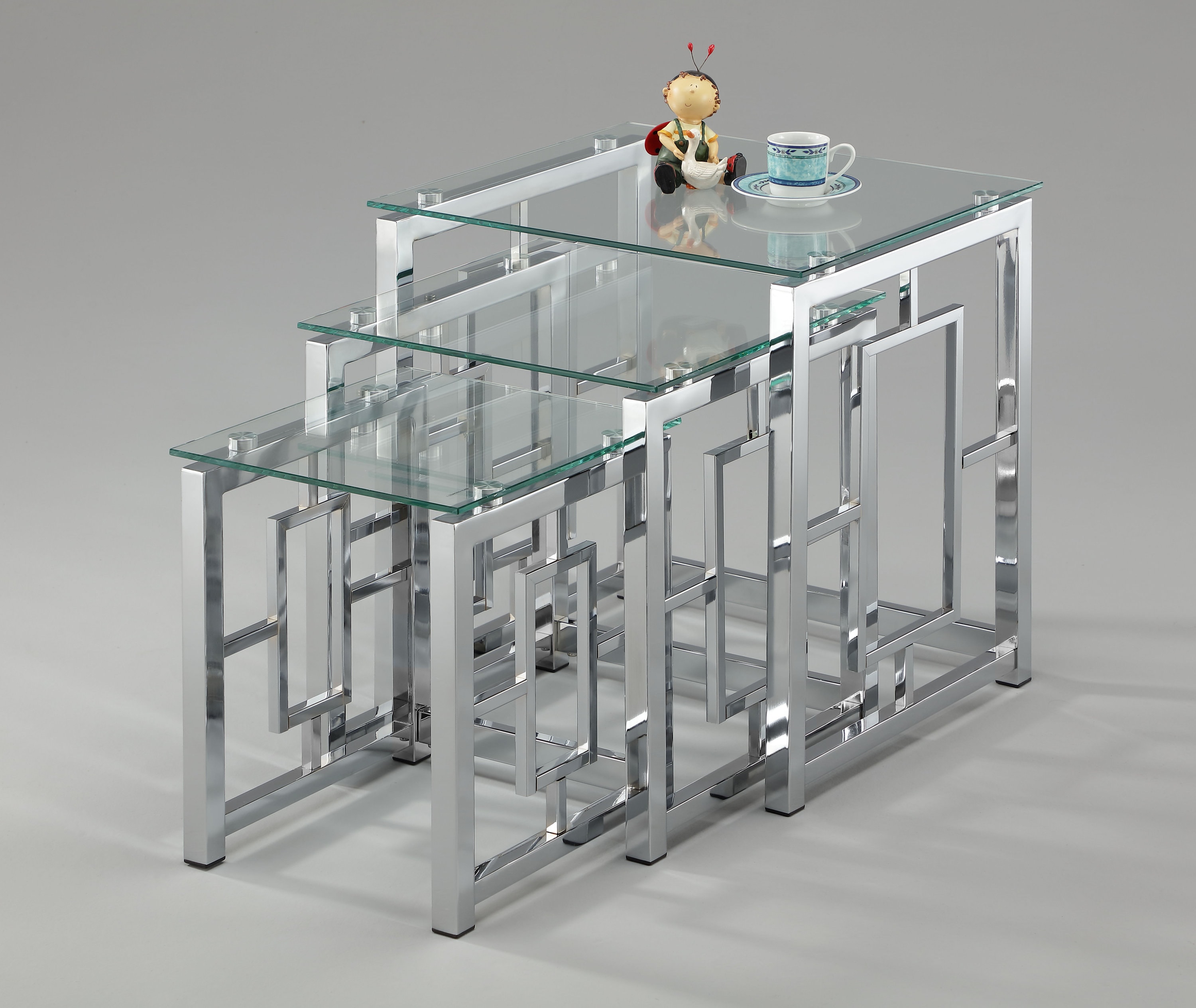 Modern Black Glass Nest of Tables 3 Clear Etsy UK
