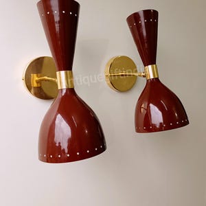 1950er Jahre Mid Century Messing italienische Wandleuchte Diabolo moderne italienische braune Wandleuchte Lampen 2 Paar Weihnachtsstecker