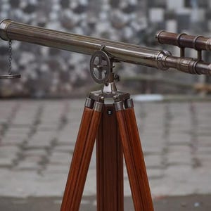 39&quot; Nautical Brass Floor Standing Brass Telescope With Wooden Tripod Stand Christmas Gift