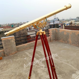 Nautical Telescope Floor Standing Brass Anchor master Telescope 39&quot; Telescope with wooden tripod Stand , Best Christmas Gift