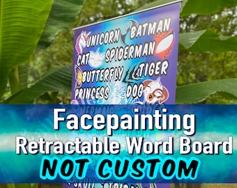 Vinyl Word Board Portable Durable Retractable Tabletop Facepainting Banner 11.5" × 18" Vinyl - 4 Color Choices